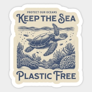 Sea Turtle Protect Our Oceans Keep the Sea Plastic Free Sticker